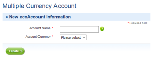 ecoPayz Registration - New Currency Account